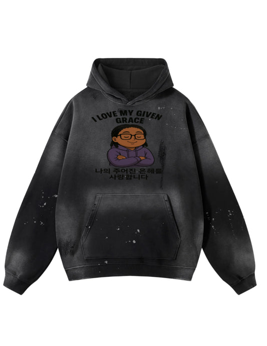 Vintage Washed Frayed Custom Fleece Hoodie