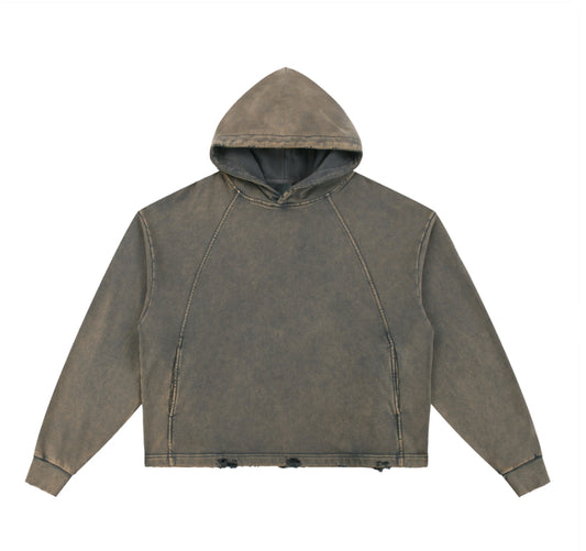 Vintage Custom Washed Frayed-Hem Hoodie + Animation
