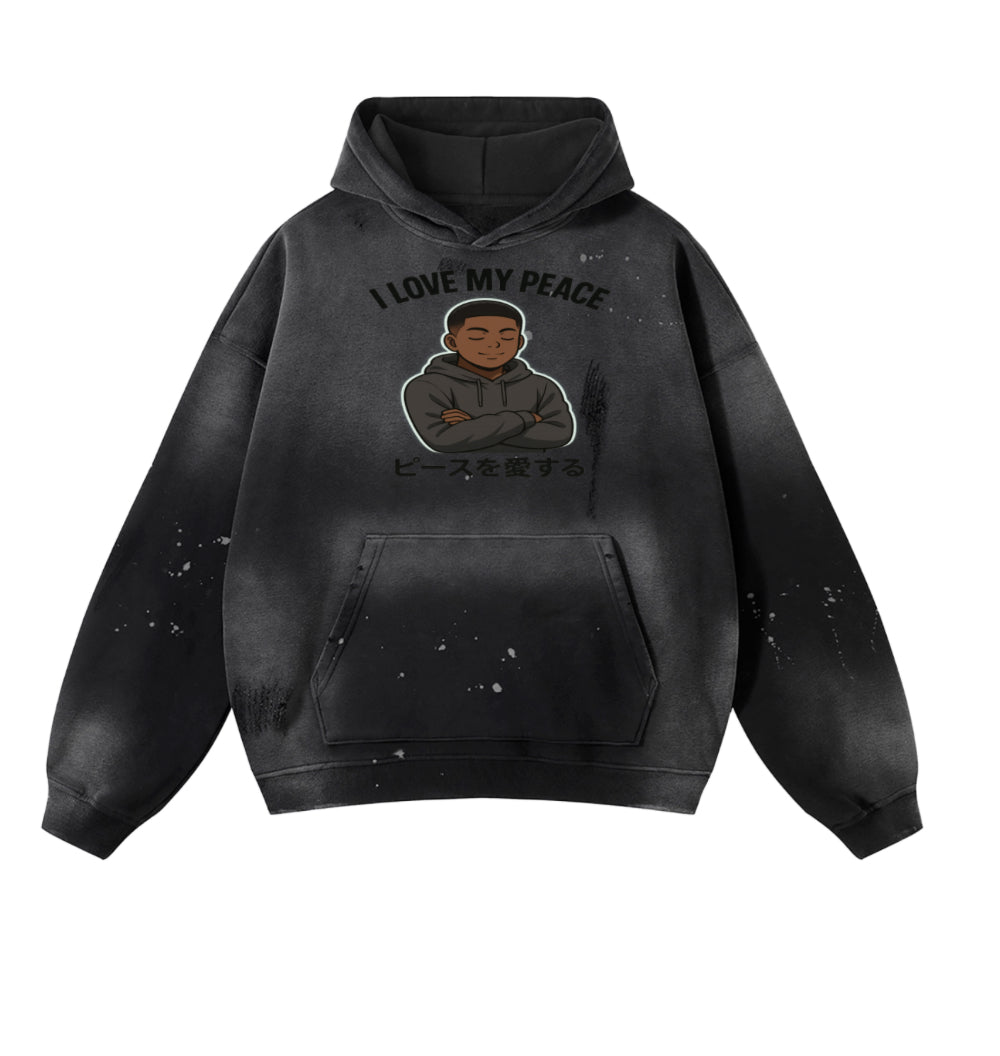 Vintage Washed Frayed Custom Fleece Hoodie