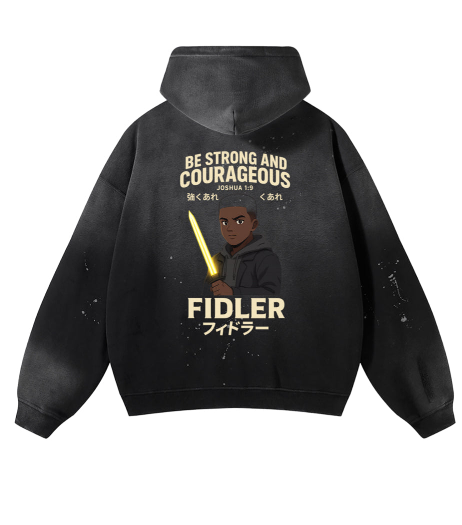 Vintage Washed Frayed Custom Fleece Hoodie