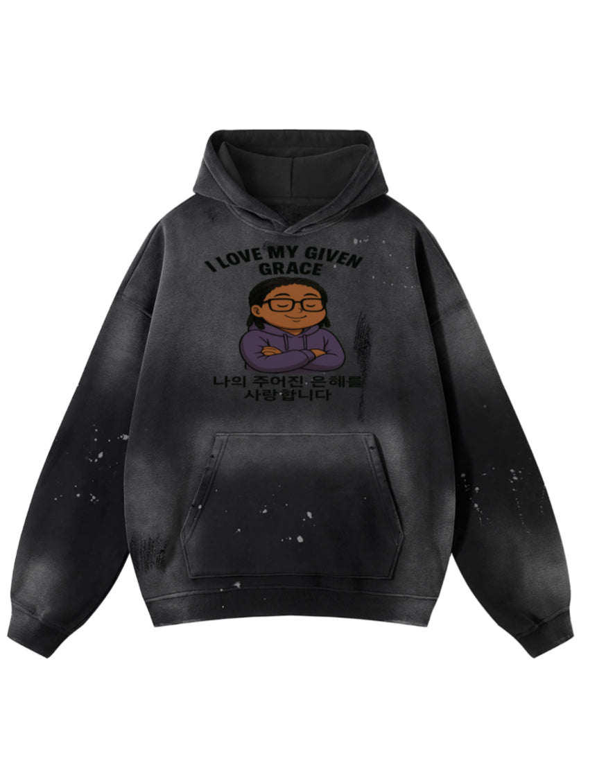 Vintage Washed Frayed Custom Fleece Hoodie