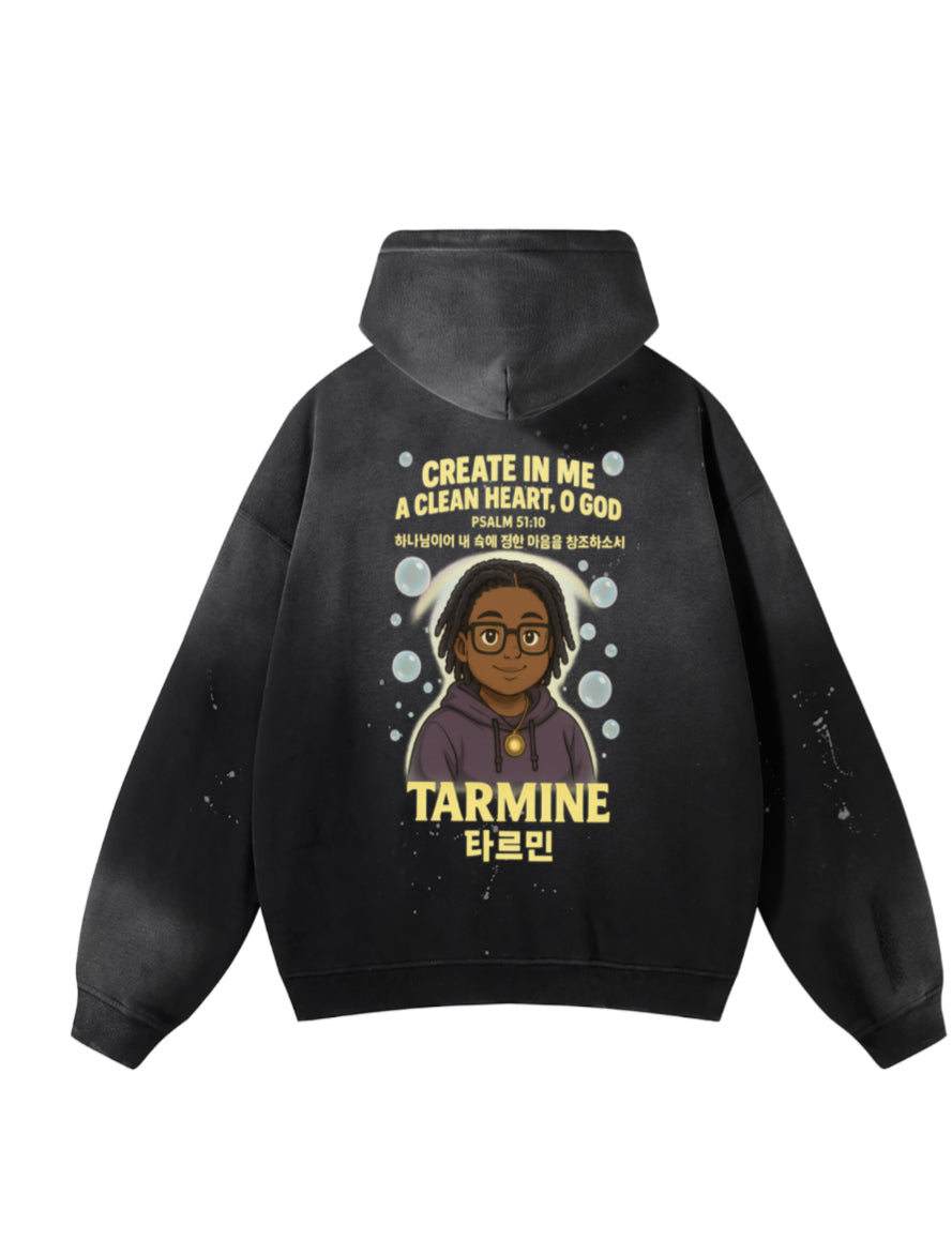 Vintage Washed Frayed Custom Fleece Hoodie