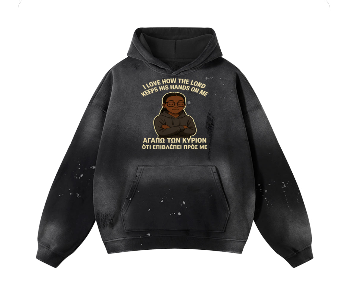 Vintage Washed Frayed Custom Fleece Hoodie