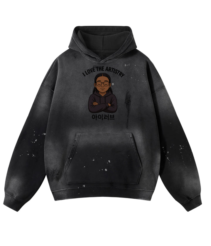 Vintage Washed Frayed Custom Fleece Hoodie