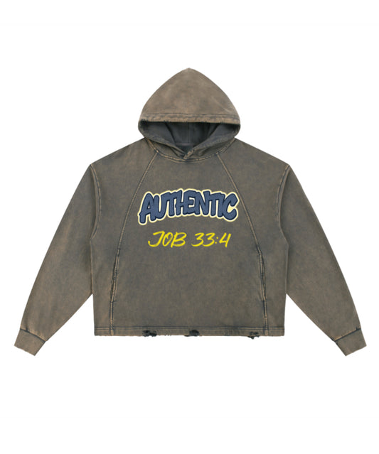 Vintage Custom Washed Frayed-Hem Hoodie Without Animation