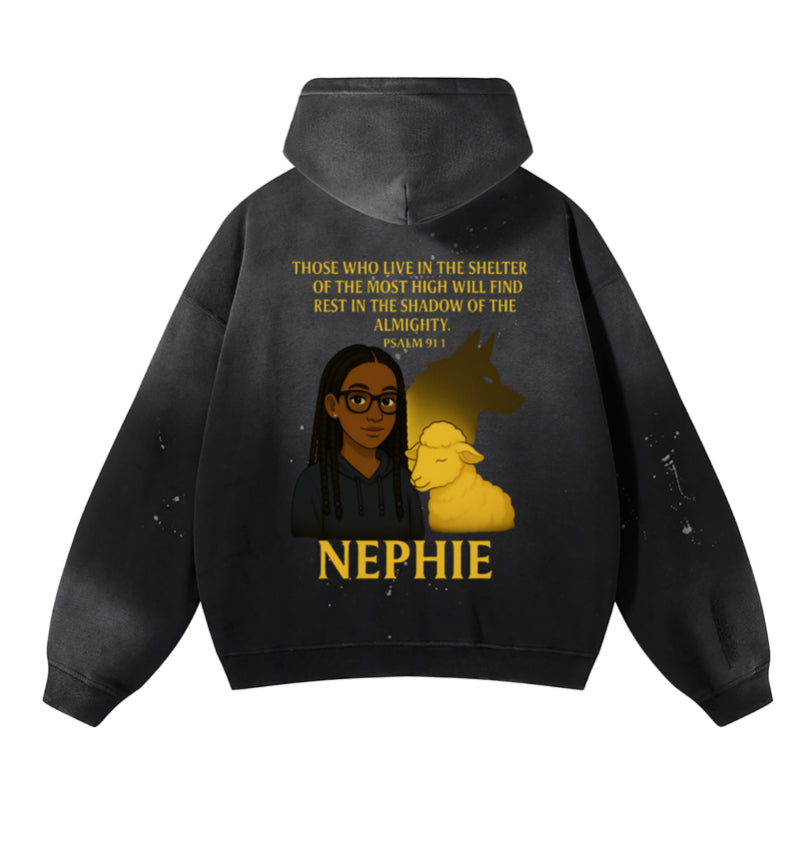 Vintage Washed Frayed Custom Fleece Hoodie